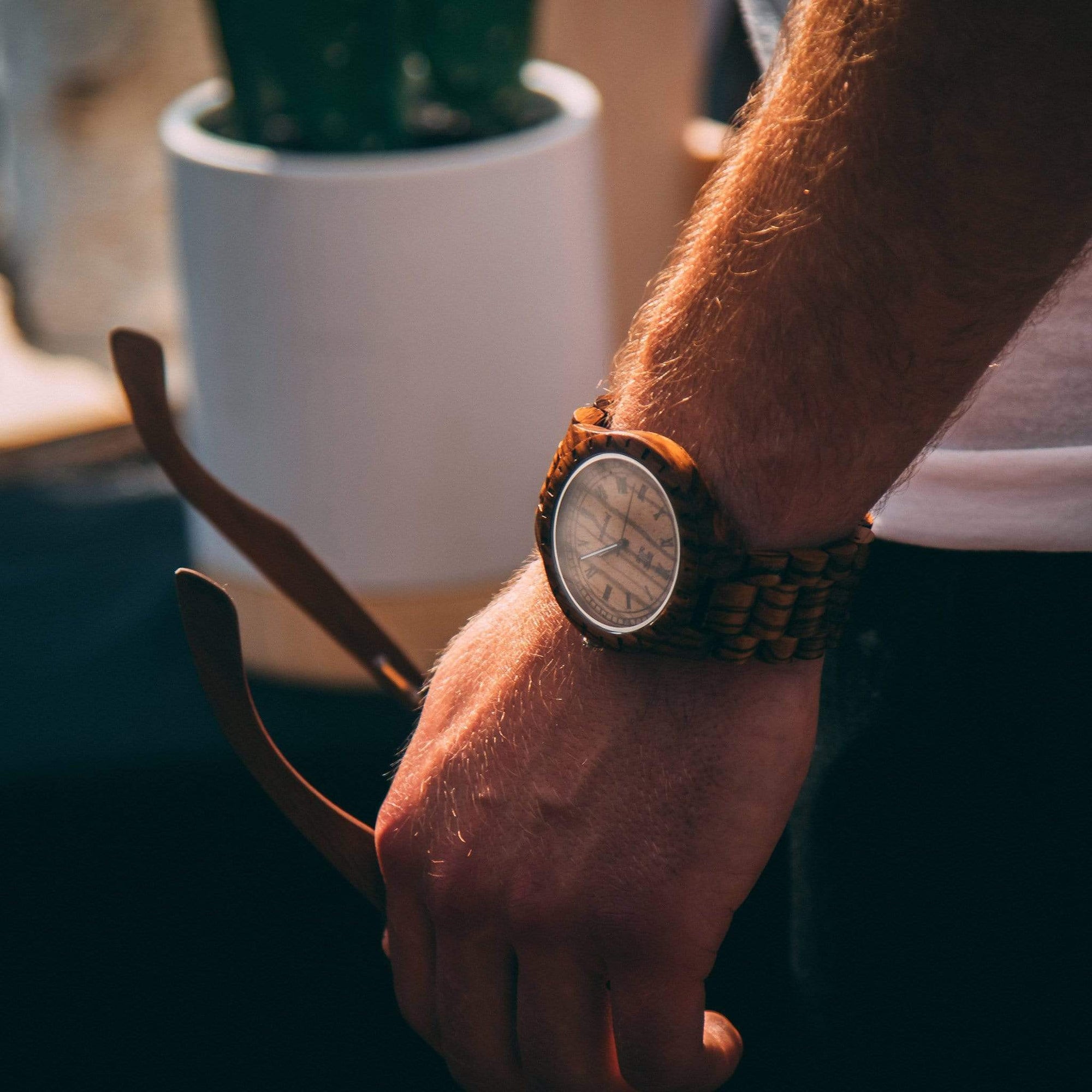 Wooden Watch Zebra Max | African Zebrano by Groovy Groomsmen Gifts