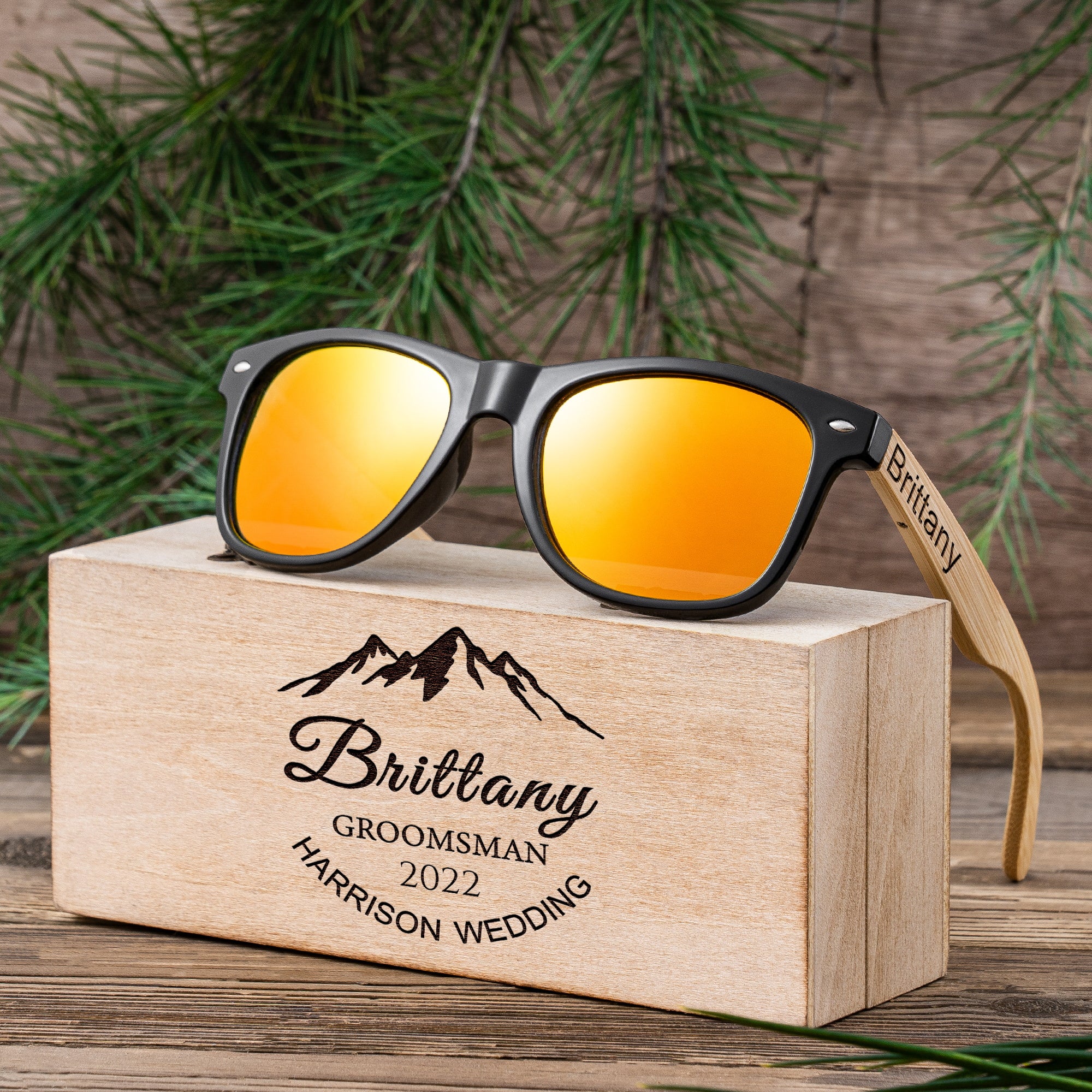 Personalized Wooden Sunglasses for Men, Groomsmen Gifts, Custom Sunglasses, Groomsmen Proposal, Wedding Gifts for Guys, Bachelor Party Gift Father