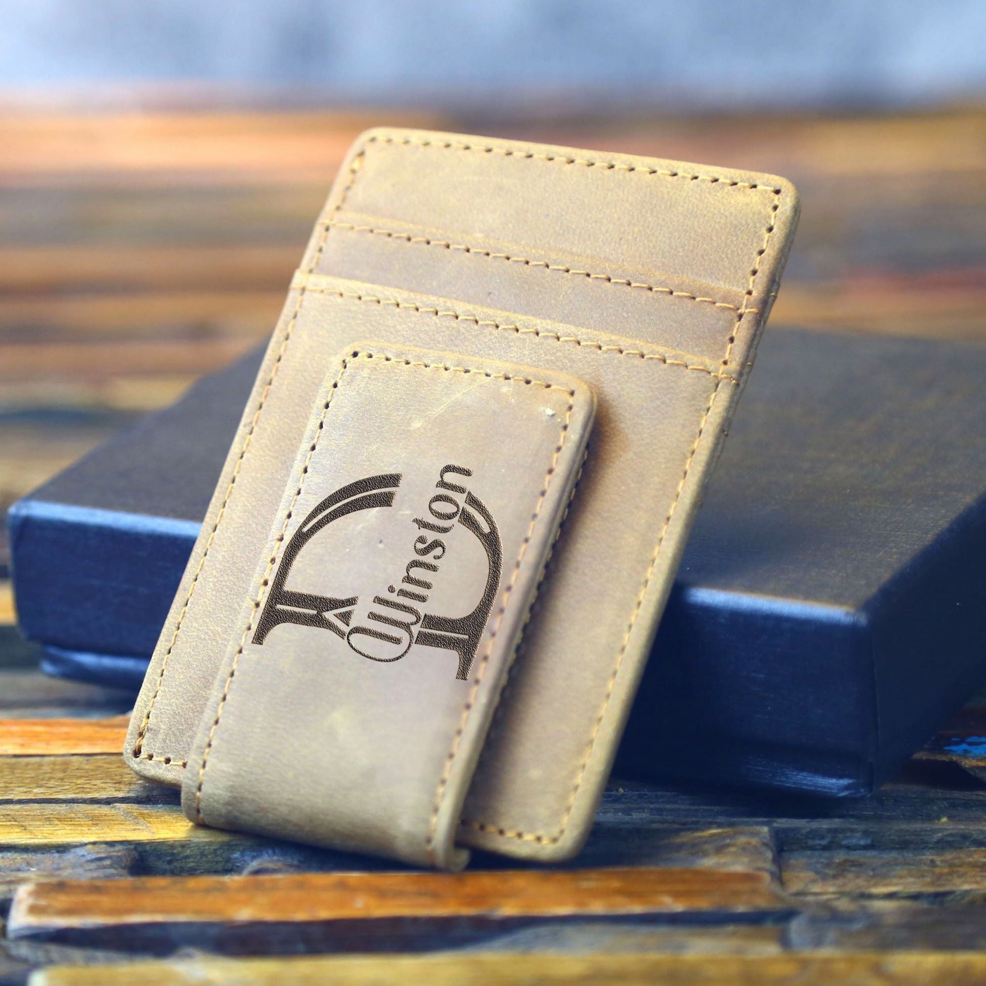 Personalized Leather Money Clip Wallet
