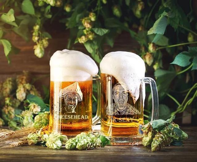 Etched Glass Beer Mug, Bear Mountain, Groomsmen Gifts for Mountain