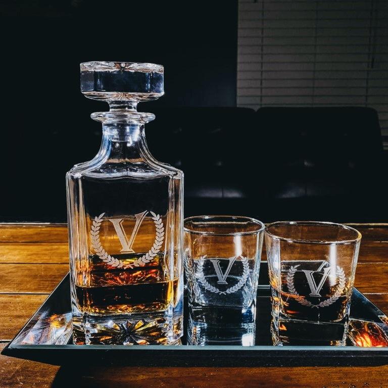 Monogrammed Crystal Whiskey Glasses Set