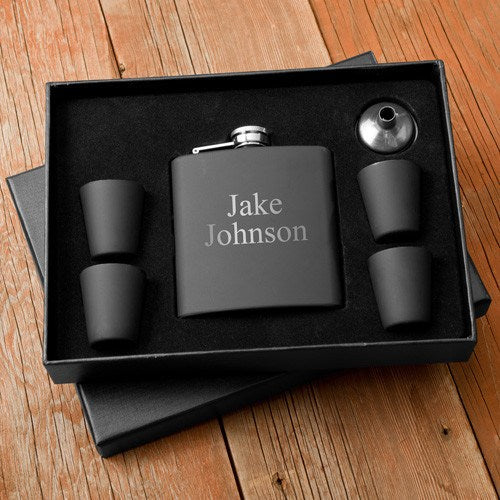 6 oz. Laserable Leatherette Flask Gift Set – Burton Awards