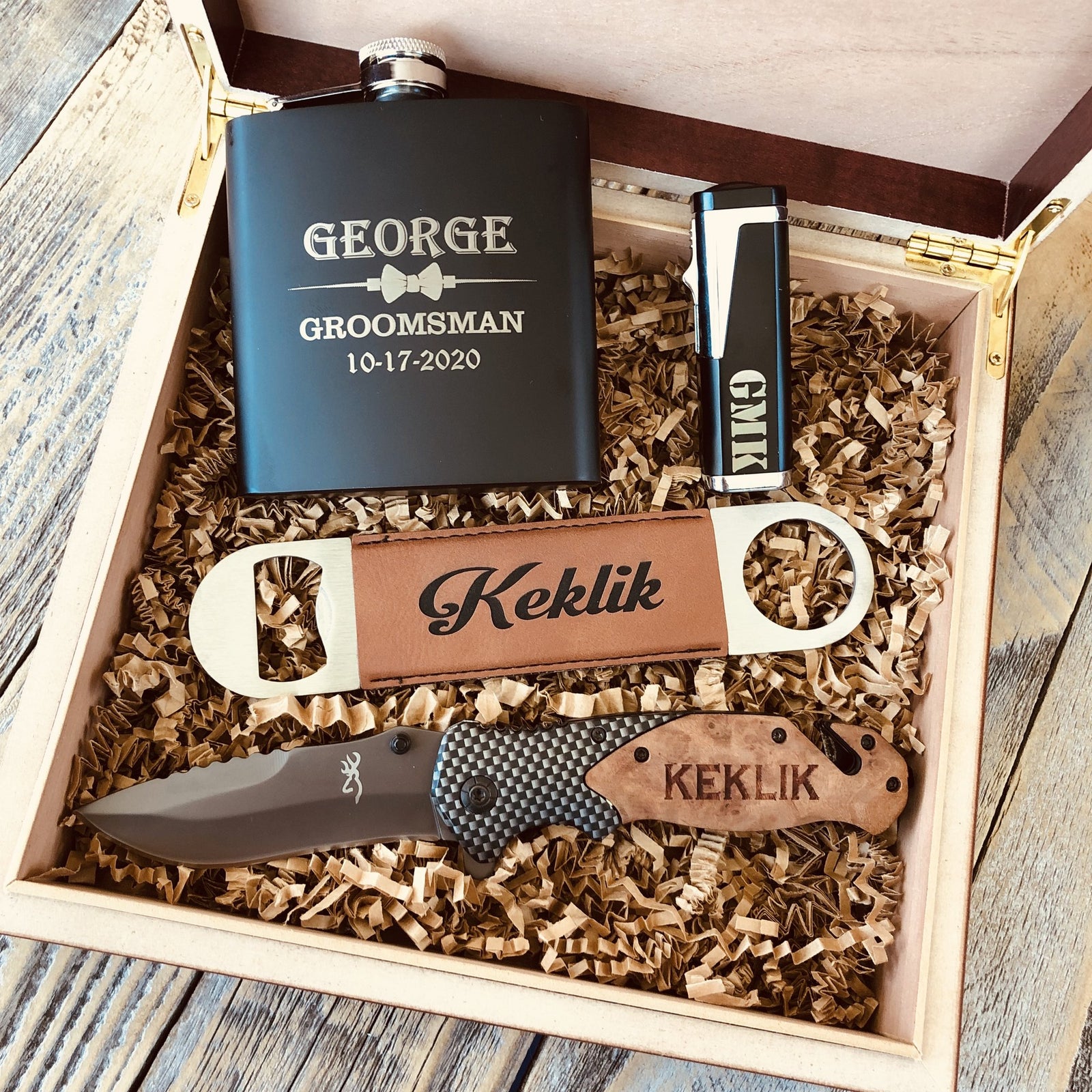 Personalized Cigar Set, Gift For Men, Husband Cigar Case, Engraved Gift,  Christmas Cigar Gift, Luxury Cigar Travel Case, Groomsmen Gift Case