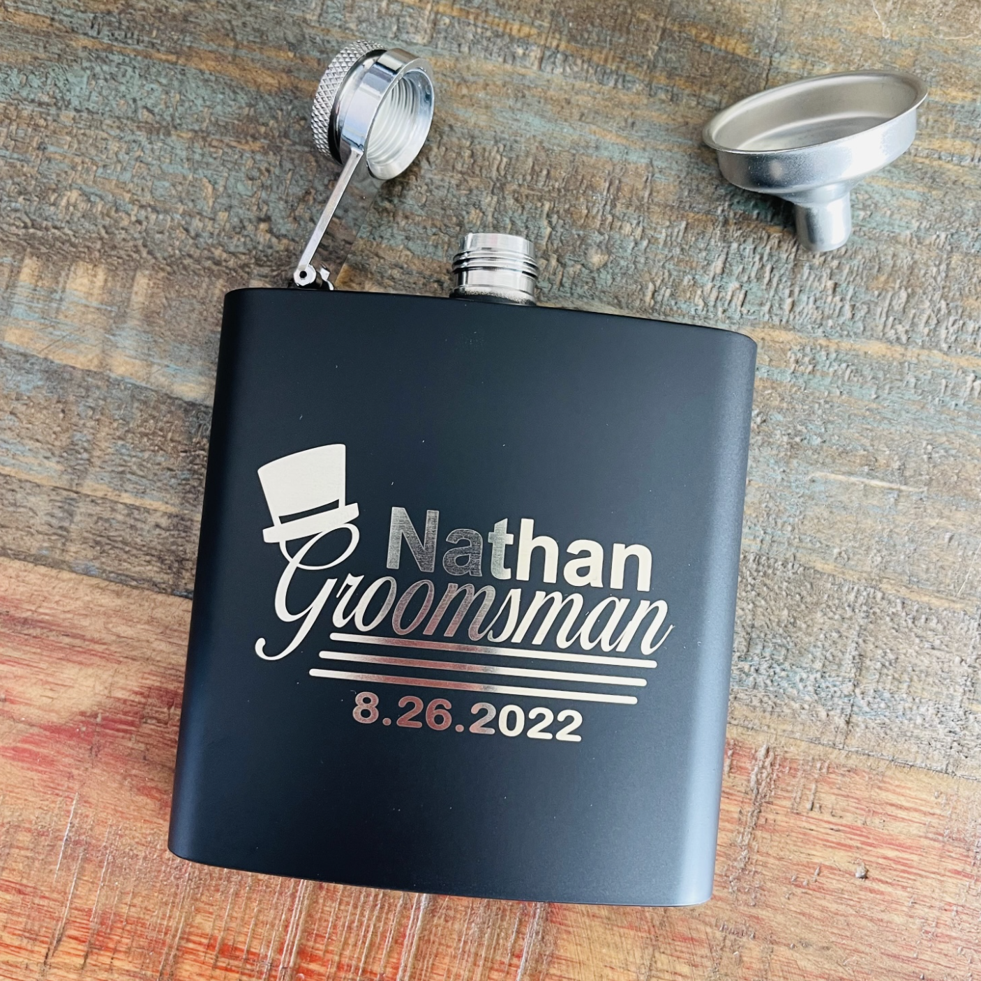 Custom Monogram Flask - 6 oz Stainless Steel - Liquid Courage Flasks