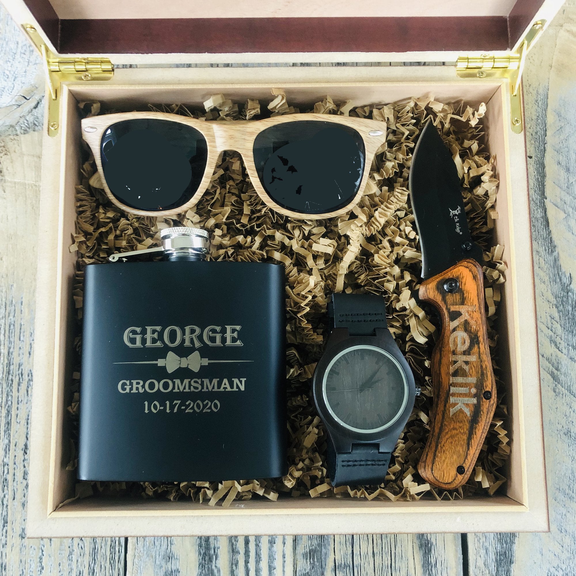 Leather Cigar Box Full Grain Cigar Case Grooms Gift Box 