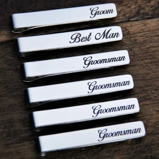 Personalized Tie Clip for Dad Bar Clasp Tieclip Custom Engraved Groomsmen Gifts for Him Boyfriend Gift Men Groomsman Wedding Gold Silver