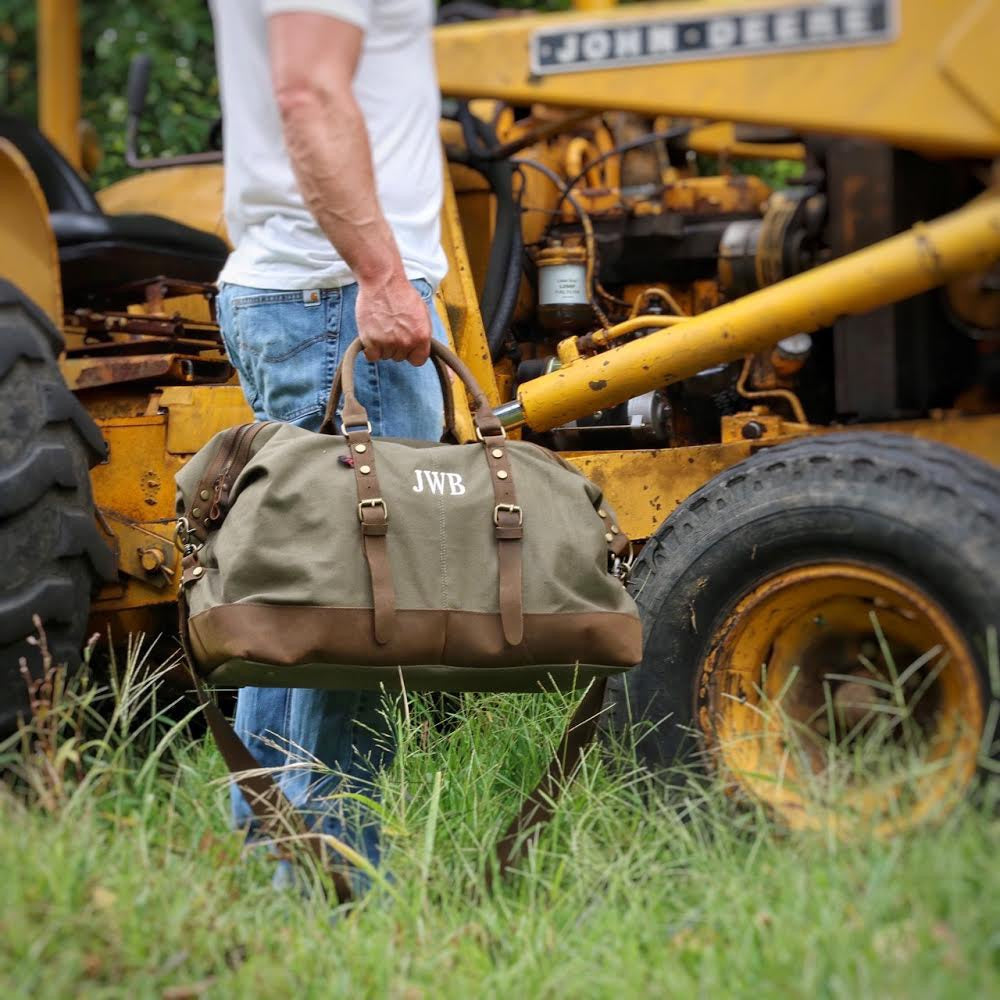 Groomsman Gift Duffle Waxed Canvas Duffel Bag Weekend Travel Bag