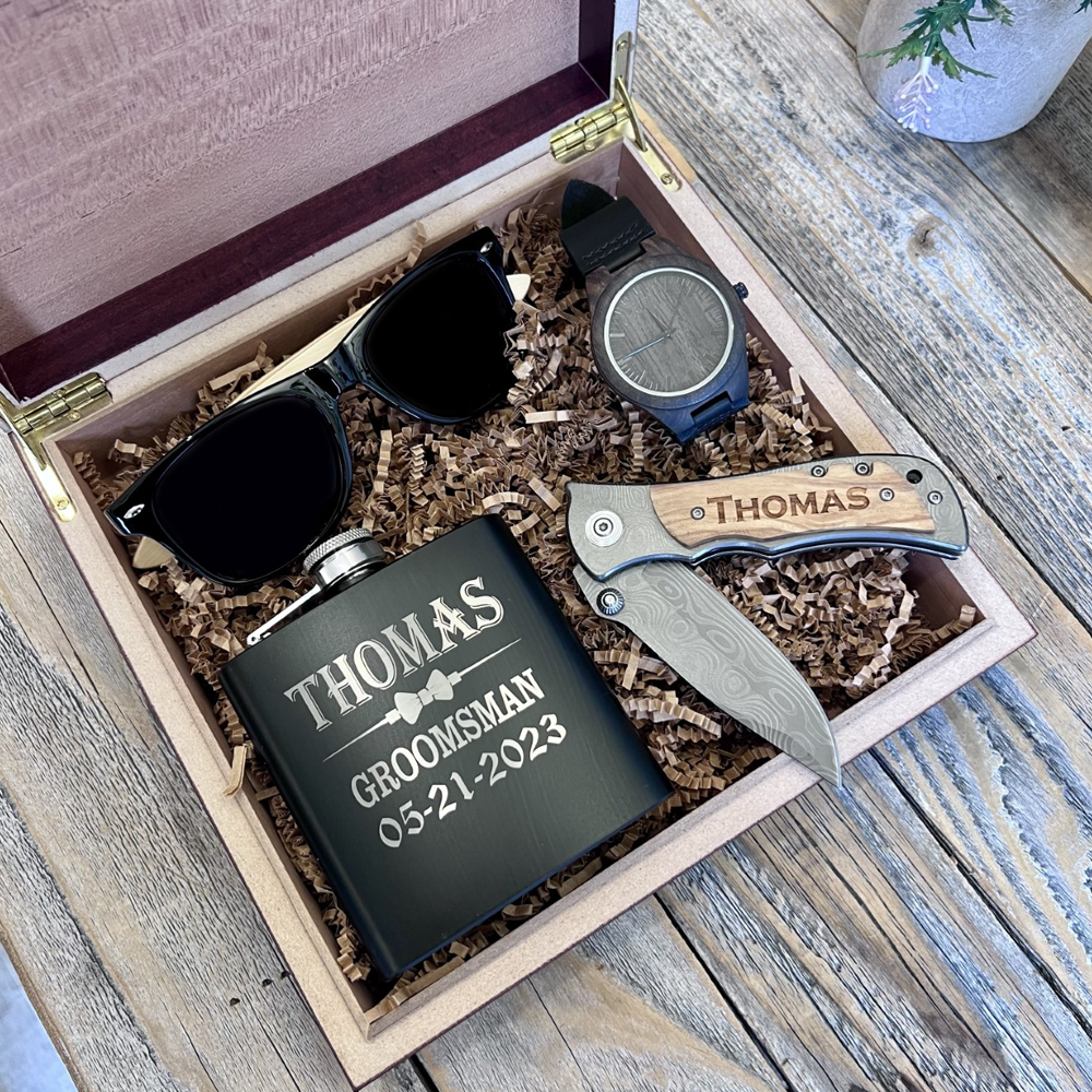 Leather Cigar Box Full Grain Cigar Case Grooms Gift Box 