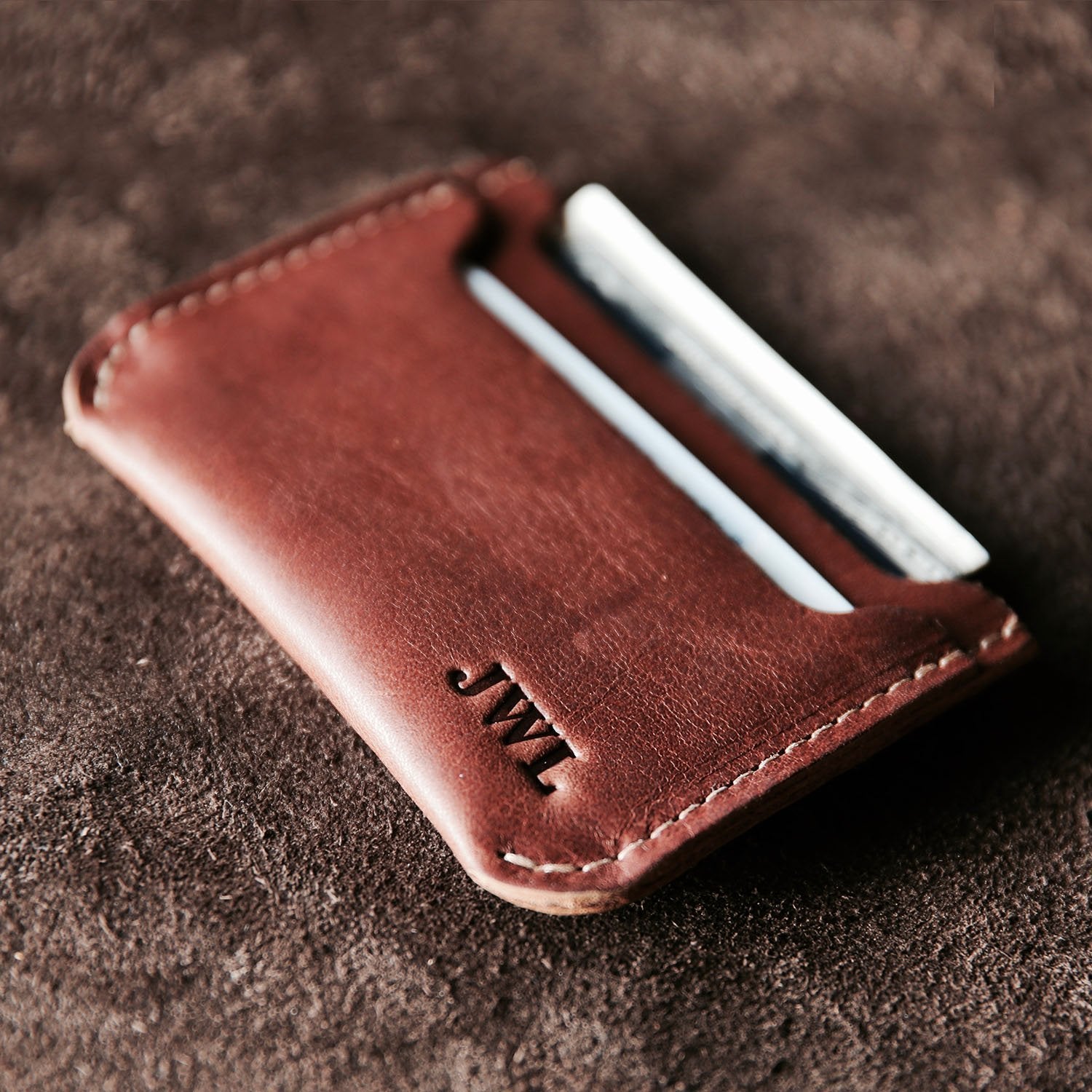 Premium Leather Brown Money Clip Wallet, Leather Card Holder, Minimalist Engraved Money Clip Groomsmen Gift, Durable Men's Money Clip. Made in Ukraine