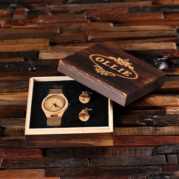 Watch and Cufflink Box Set  with Personalized Name